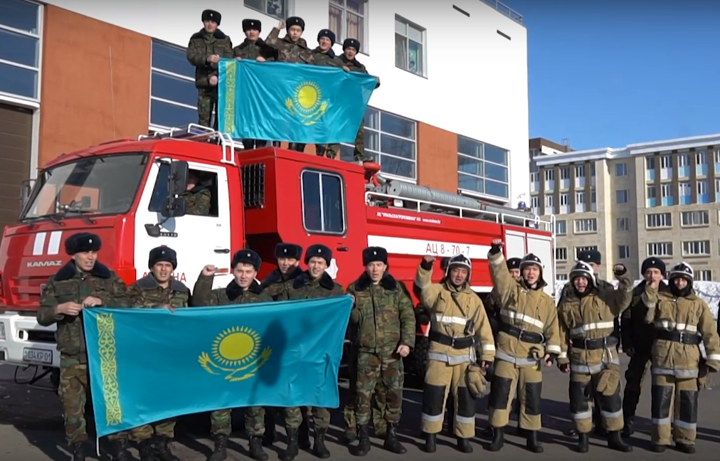 Capital Firefighters Wish Victory to the Kazakhstan National Team
