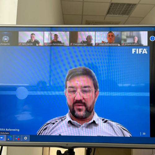 Kazakhstan referees, instructors and coaches attending online seminars, relating to VAR