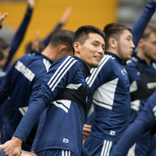 Photos from the pre-match training session of the Kazakhstan national team