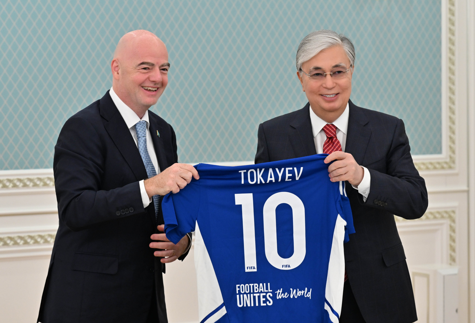 President Kassym-Jomart Tokayev receives FIFA President Gianni Infantino