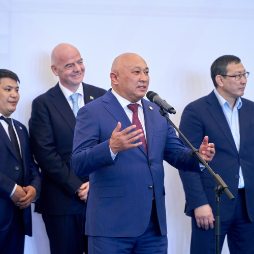 Gianni Infantino takes part in the opening ceremony of girls’ schools league