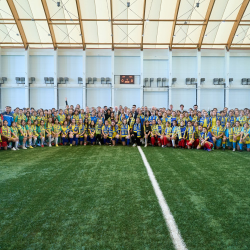 Gianni Infantino takes part in the opening ceremony of girls’ schools league