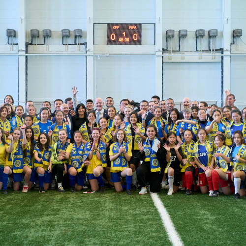 Gianni Infantino takes part in the opening ceremony of girls’ schools league