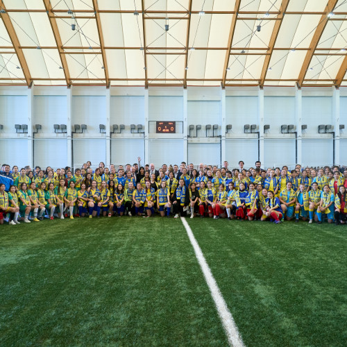 Gianni Infantino takes part in the opening ceremony of girls’ schools league