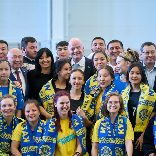Gianni Infantino takes part in the opening ceremony of girls’ schools league