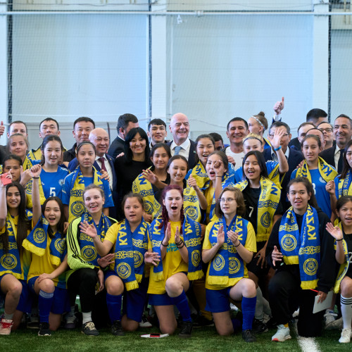 Gianni Infantino takes part in the opening ceremony of girls’ schools league