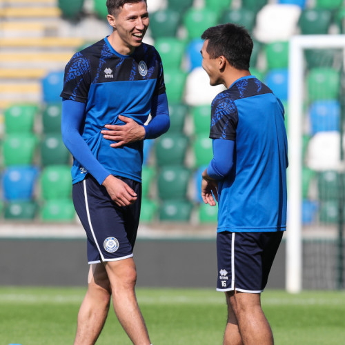 Pre-match training session in Belfast