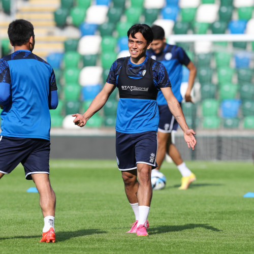 Pre-match training session in Belfast
