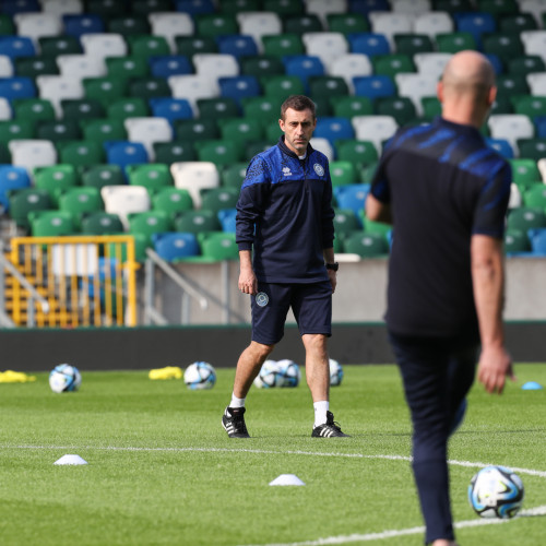 Pre-match training session in Belfast