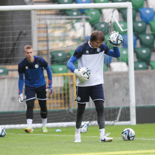 Pre-match training session in Belfast