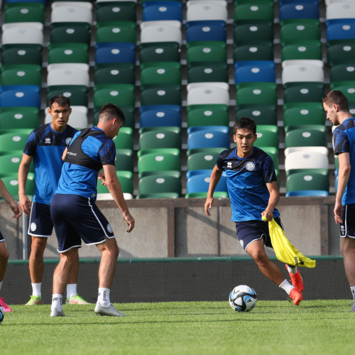 Pre-match training session in Belfast