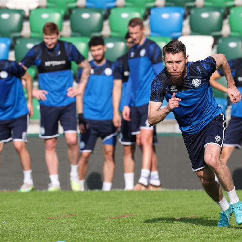 Pre-match training session in Belfast