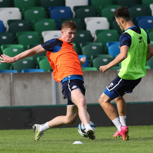 Pre-match training session in Belfast