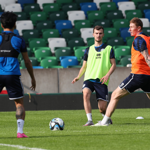 Pre-match training session in Belfast