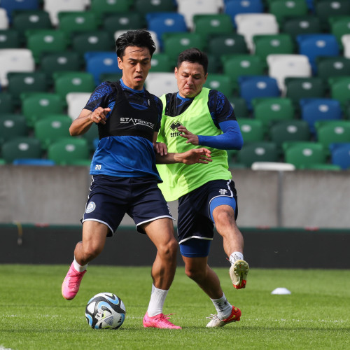 Pre-match training session in Belfast