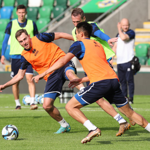 Pre-match training session in Belfast