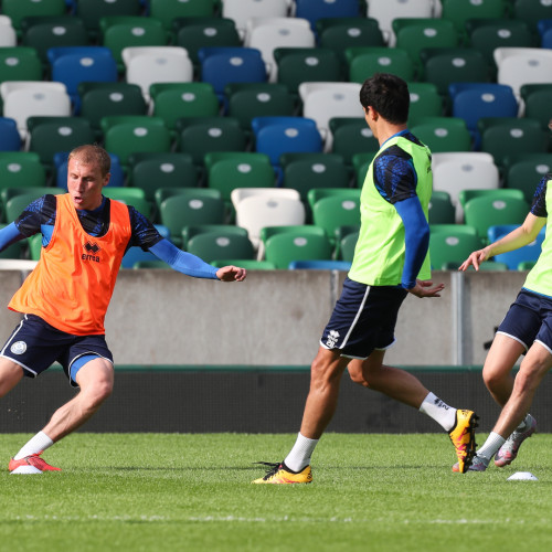 Pre-match training session in Belfast
