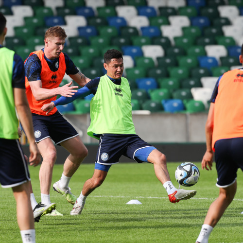 Pre-match training session in Belfast