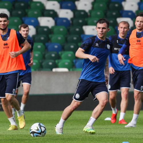 Pre-match training session in Belfast