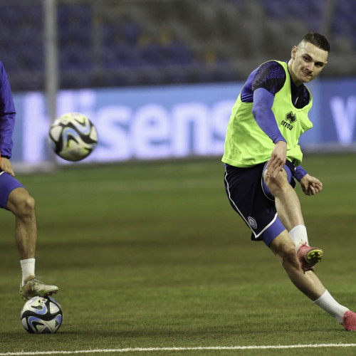 Kazakhstan national team's pre-match training session