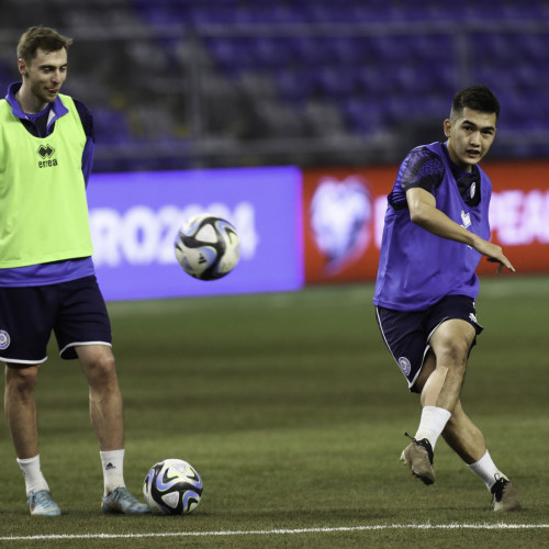 Kazakhstan national team's pre-match training session
