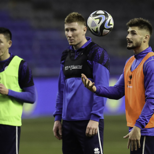 Kazakhstan national team's pre-match training session