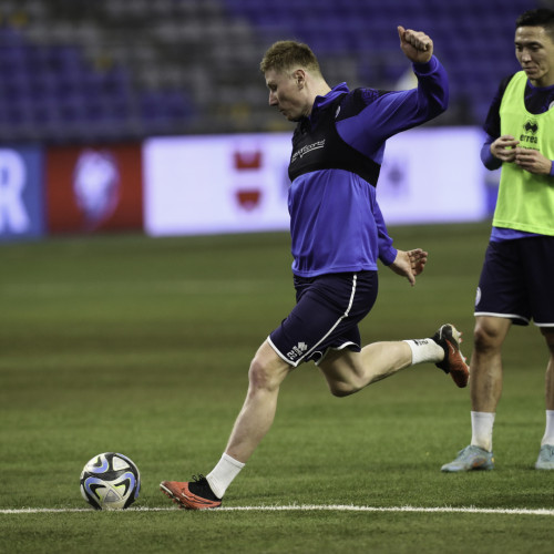 Kazakhstan national team's pre-match training session