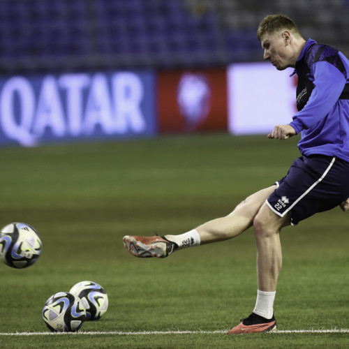 Kazakhstan national team's pre-match training session
