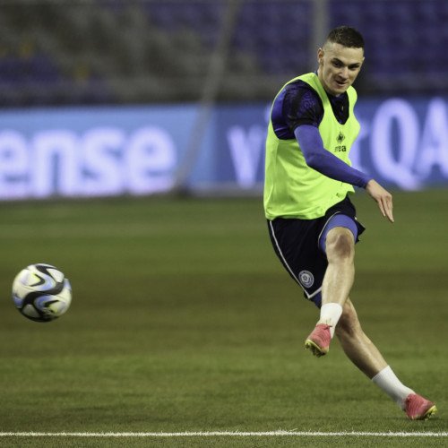 Kazakhstan national team's pre-match training session