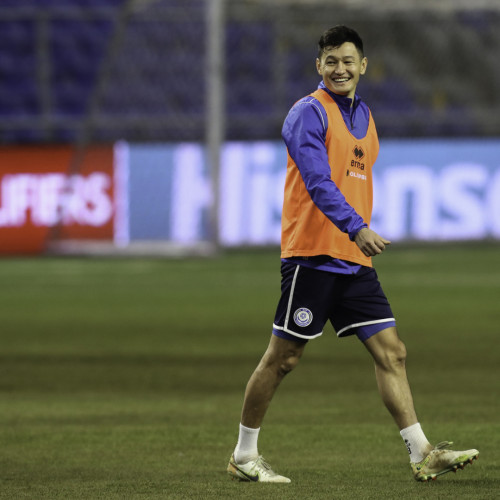 Kazakhstan national team's pre-match training session