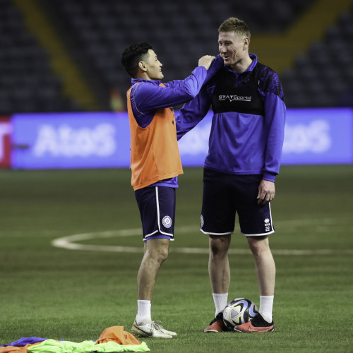 Kazakhstan national team's pre-match training session
