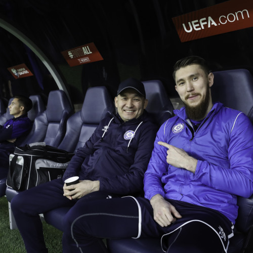 Kazakhstan national team's pre-match training session