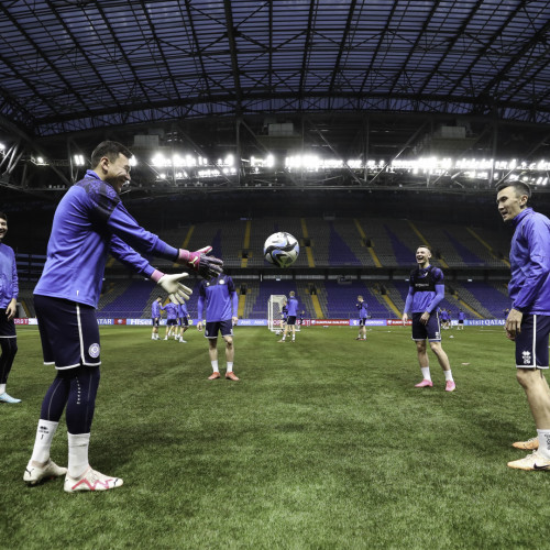 Kazakhstan national team's pre-match training session