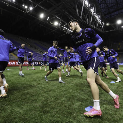 Kazakhstan national team's pre-match training session