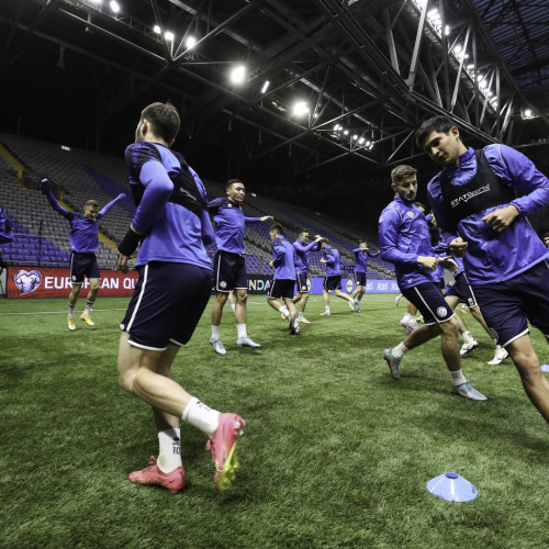 Kazakhstan national team's pre-match training session