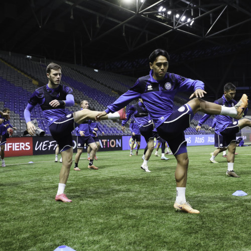 Kazakhstan national team's pre-match training session