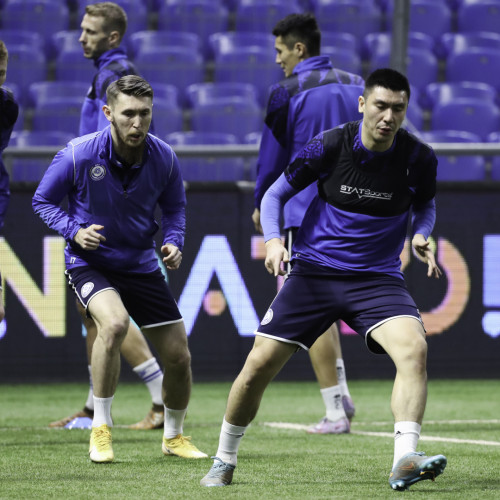 Kazakhstan national team's pre-match training session
