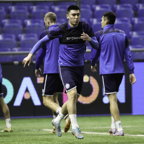 Kazakhstan national team's pre-match training session