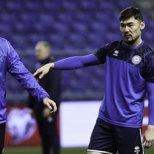 Kazakhstan national team's pre-match training session