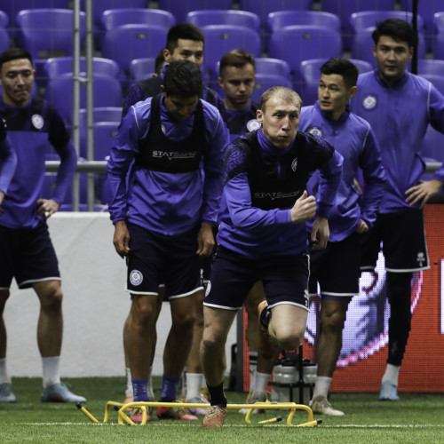 Kazakhstan national team's pre-match training session