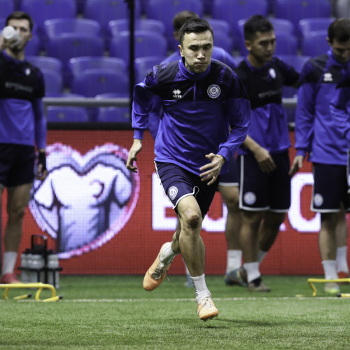 Kazakhstan national team's pre-match training session