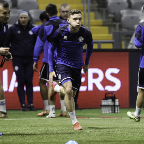 Kazakhstan national team's pre-match training session