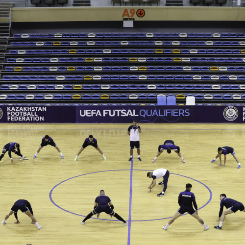 Kazakhstan futsal team's pre-match training session