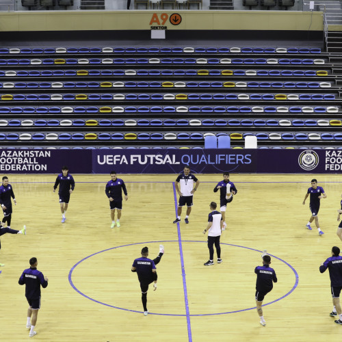 Kazakhstan futsal team's pre-match training session