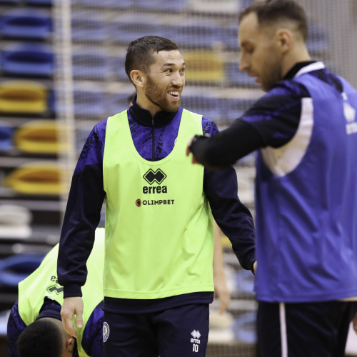 Kazakhstan futsal team's pre-match training session