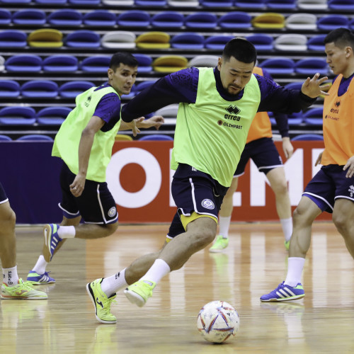 Kazakhstan futsal team's pre-match training session