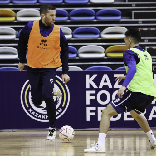 Kazakhstan futsal team's pre-match training session