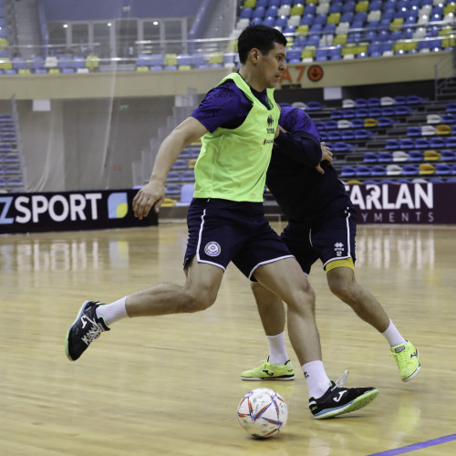 Kazakhstan futsal team's pre-match training session