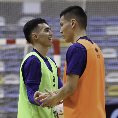 Kazakhstan futsal team's pre-match training session