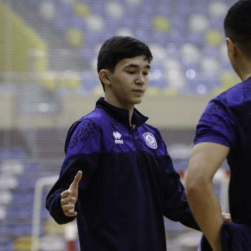 Kazakhstan futsal team's pre-match training session